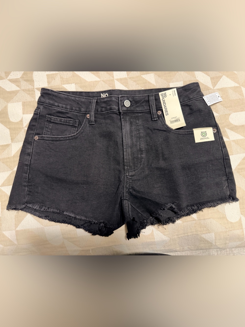 No Boundaries Black Raw Hem Denim Shorts